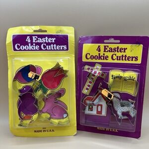 Vintage Easter Cookie Cutters 2 Packs Egg Cross Bible Rabbit etc